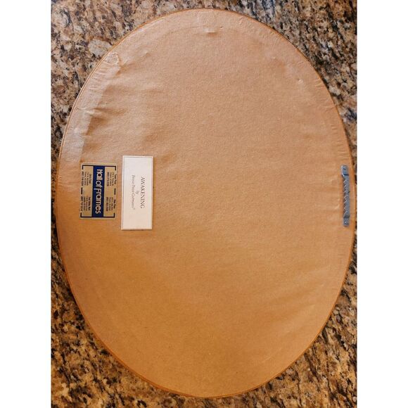 VTG 1930's Bessie  Pease Gutmann Awakening Baby Nursery Print Oval Frame Neat - Picture 2 of 2